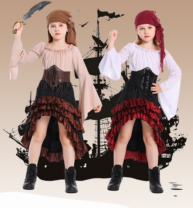 7C169 ชุดเด็ก โจรสลัดหญิง กะลาสี ชุดเต้นระบำ ฟลาเมงโก้ Pirate Sailor Flamenco Dance Costume