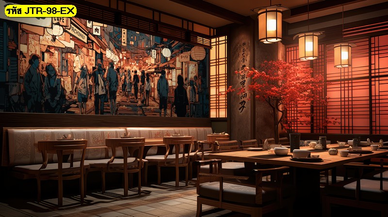 วอลเปเปอร์ถนนญี่ปุ่นยามค่ำ เพิ่มอารมณ์อบอุ่นและคึกคัก ให้ร้านดูมีชีวิตชีวาและน่าดึงดูด