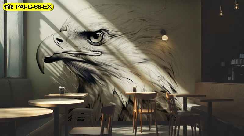 วอลเปเปอร์ลายอินทรีขนาดใหญ่ ถ่ายทอดพลังและความมั่นคง เติมบรรยากาศเข้มเท่ให้พื้นที่ร้านหรือโซนนั่งเล่น