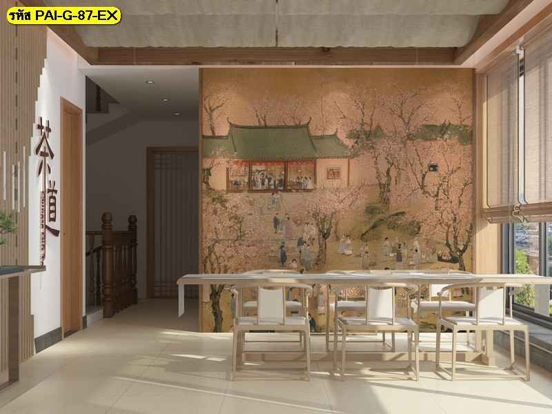 วอลเปเปอร์ทิวทัศน์ดอกไม้โบราณ ถ่ายทอดความงดงามอ่อนโยน เติมบรรยากาศหรูสงบให้ห้องทานอาหาร