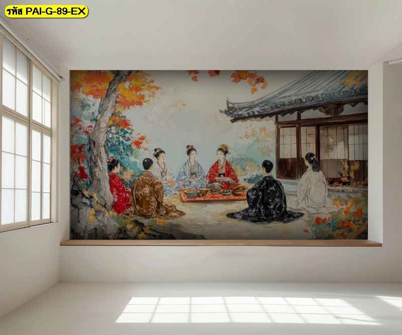 วอลเปเปอร์ฉากสนทนาในสวนโบราณ ถ่ายทอดความอบอุ่นและมิตรภาพ เสริมเสน่ห์ให้พื้นที่ดูสงบงาม