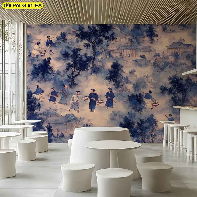 วอลเปเปอร์ทิวทัศน์หมึกน้ำเงิน ถ่ายทอดความสงบลึกของธรรมชาติ ช่วยให้พื้นที่ดูนิ่งและมีเสน่ห์