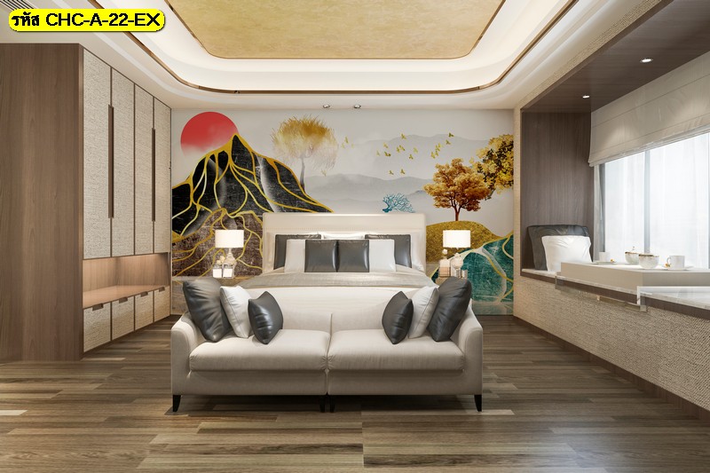 รับพลังงานบวกยามเช้า วอลเปเปอร์ ลายพระอาทิตย์ขึ้นและต้นไม้ทองคำ เสริมฮวงจุ้ยความมั่งคั่ง