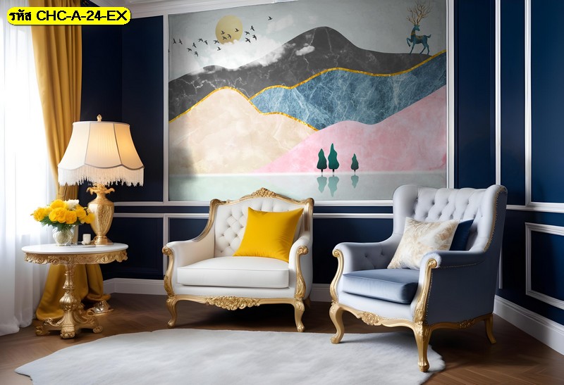 เสริมความสง่างามให้มุมโปรด วอลเปเปอร์ ลายภูเขาและกวางมงคล สื่อถึงความเจริญรุ่งเรืองและอายุยืน
