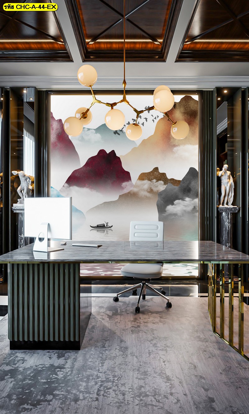 โดดเด่นเหนือใคร วอลเปเปอร์ ภูเขาสีแดงเบอร์กันดี งานศิลป์แอบสแตรกต์ที่สะท้อนความมั่งคั่ง