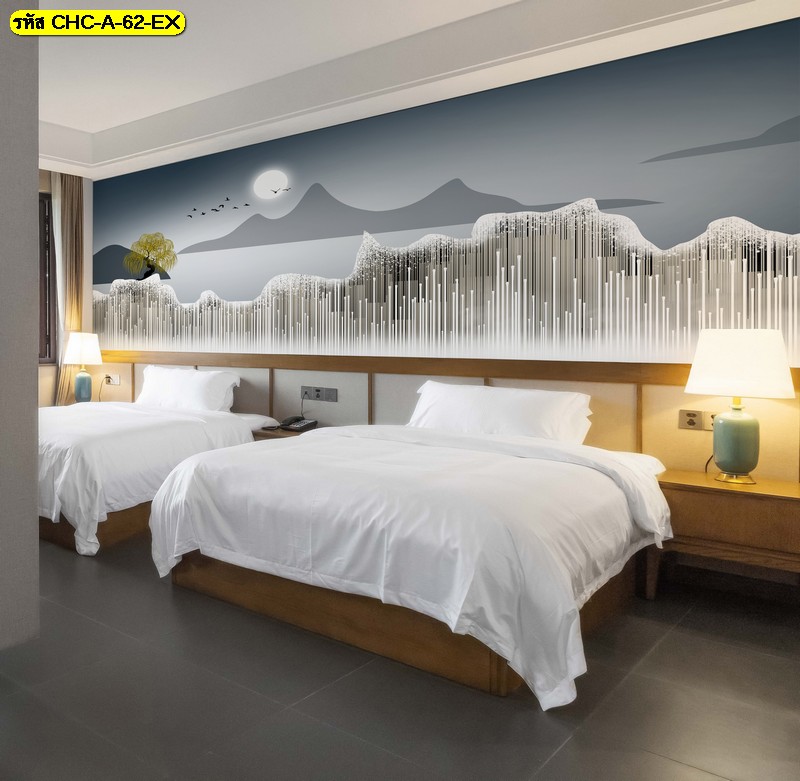 สงบเงียบในยามค่ำคืน วอลเปเปอร์ กราฟิกสายฝนและภูเขาโมโนโทน ดีไซน์เท่ๆ สำหรับการพักผ่อน