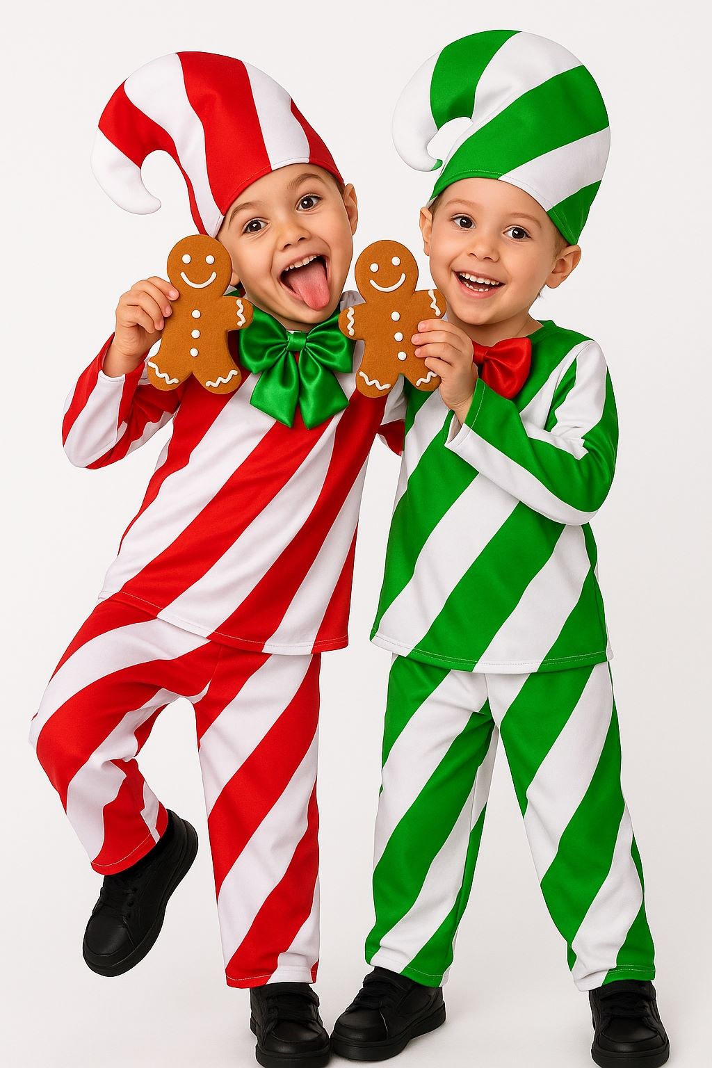 7C252 ชุดเด็ก เอลฟ์คริสต์มาส ลายลูกกวาด ซานตาครอส แซนตี้ Candy Elf Christmas Costume