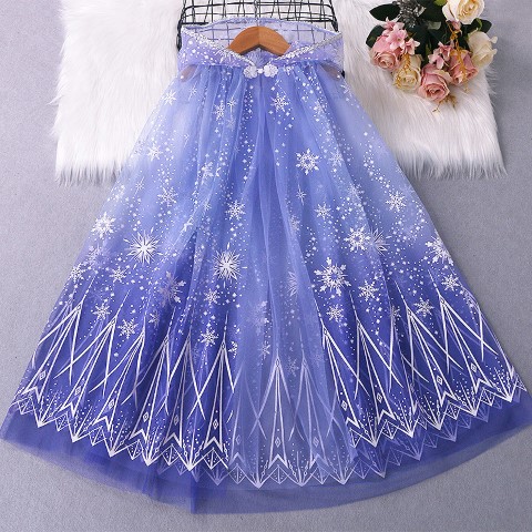 ++พร้อมส่ง++ ผ้าคลุมเจ้าหญิง  ผ้าคลุมเอลซ่าเด็ก ผ้าคลุมยาว ผ้าคลุมElsa เด็ก สวยอลังการมาก