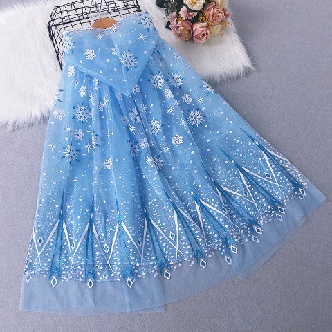 ++พร้อมส่ง++ ผ้าคลุมเจ้าหญิง  ผ้าคลุมเอลซ่าเด็ก ผ้าคลุมยาว ผ้าคลุมElsa เด็ก สวยอลังการมาก