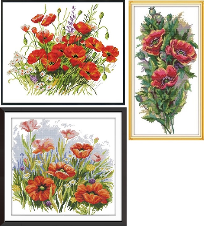 Poppy blooms (ไม่พิมพ์/พิมพ์ลาย)