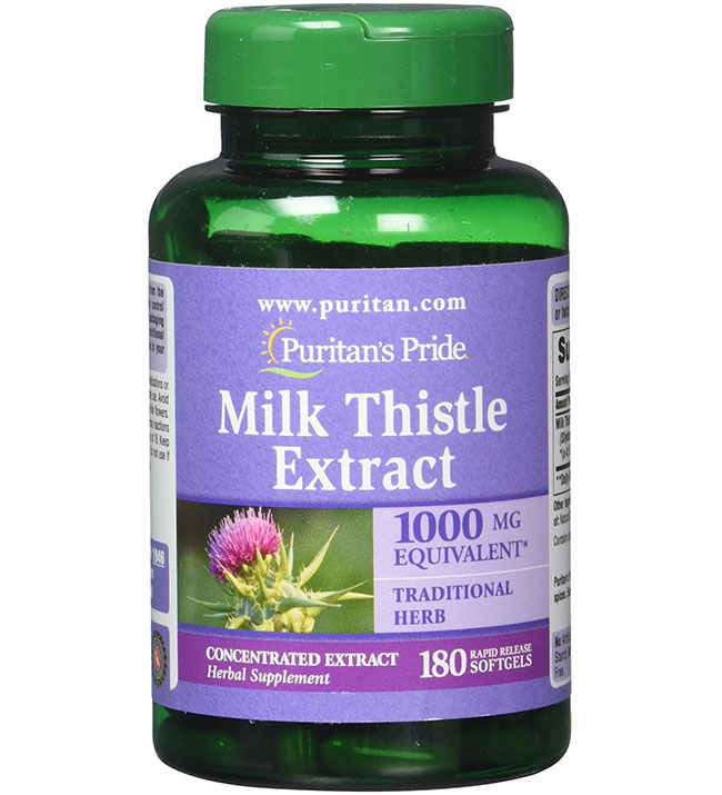 Puritan's Pride Milk Thistle Extract 1000 mg. 180 Softgels มิลค์ ทิสเซิ้ล ฟื้นฟูบำรุงตับ กำจัดสารพิษตกค้างในตับ ขนาด 1000 มก.