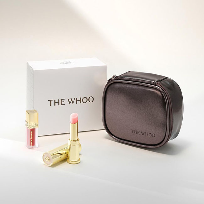 The History Of Whoo Gongjinhyang Mi Glow Lip Balm Special Set (ฺBalm Pink/No.18 Rose Pink)เซตลิปบาล์มและลิปลิควิดสีชมพูกุหลาบขนาดพกพา มาพร้อมกระเป๋า 1 ใบ
