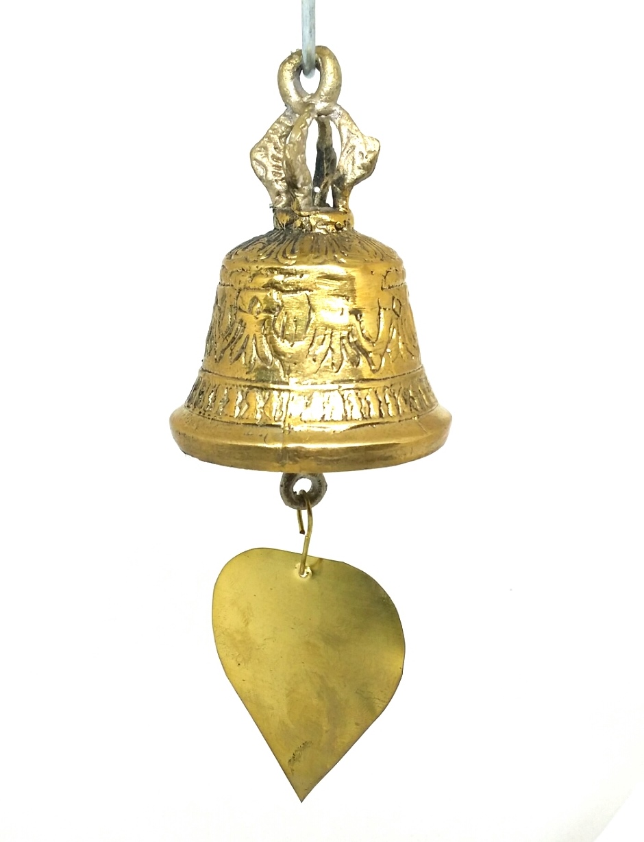 R144 ระฆังทองเหลืองปากบานมีใบโพธิ์ Bronze Bell