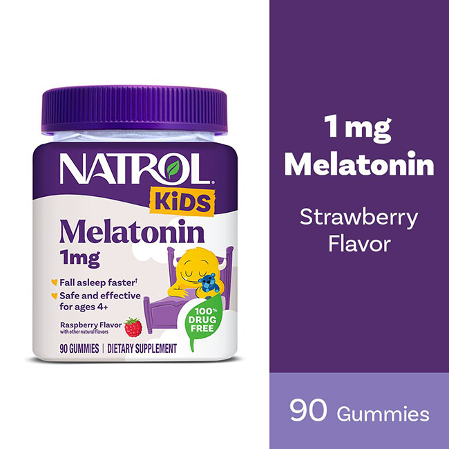 Natrol Kids Melatonin Gummies 1mg. Raspberry 90 Gummies ของแท้จาก US 100% วิตามินเมลาโทนินสำหรับเด็ก 4 ปี ขึ้นไป น้ำหนักไม่น้อยกว่า 14 กิโลกรัม เยลลี่ กัมมี่ตัวช่วยนอนหลับ รสราสเบอร์รี่ อร่อยทานง่าย แบรนด์คุุณภาพจากอเมริกา