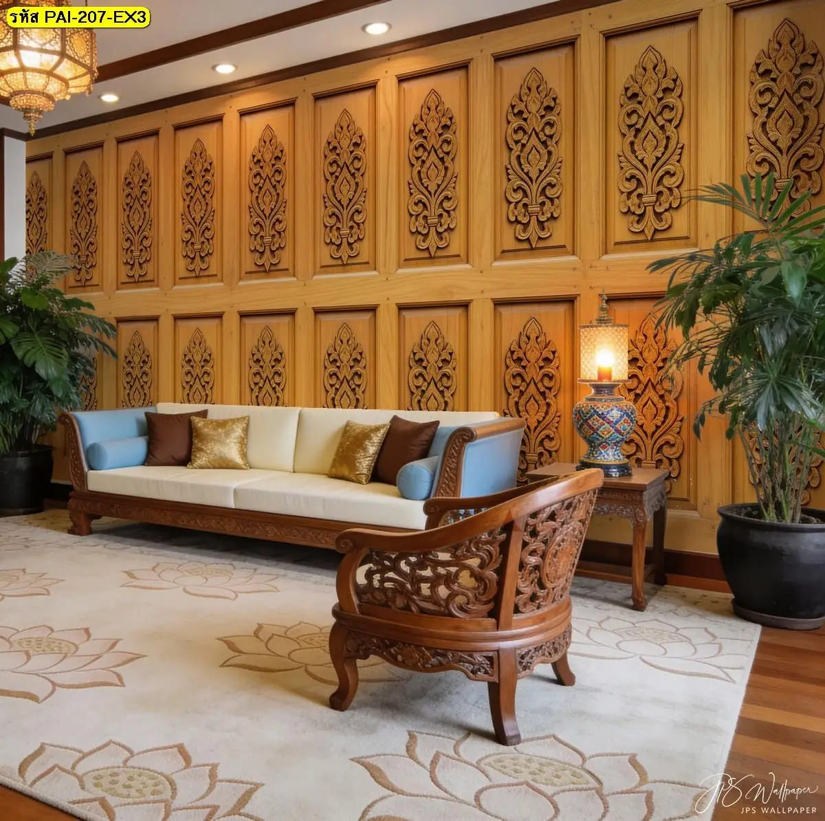 วอลเปเปอร์ลายไทยแกะสลักสั่งพิมพ์ ภาพแต่งห้องช่วยยกระดับงานตกแต่งให้ดูหรูคลาสสิก
