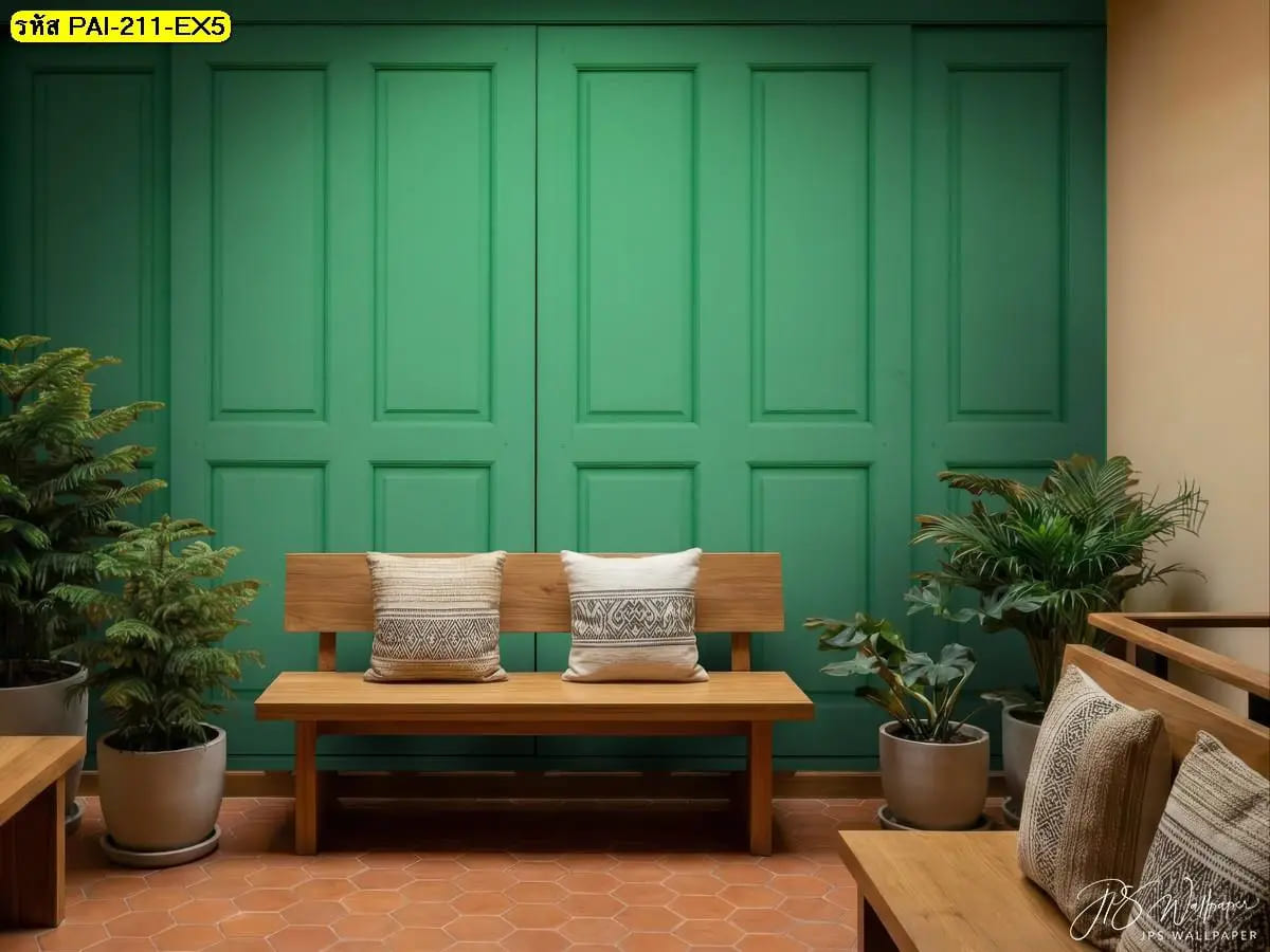 วอลเปเปอร์ลายไม้สีเขียวสั่งพิมพ์ ภาพแต่งมุมพักผ่อนช่วยเพิ่มความสดชื่นและสบายตา