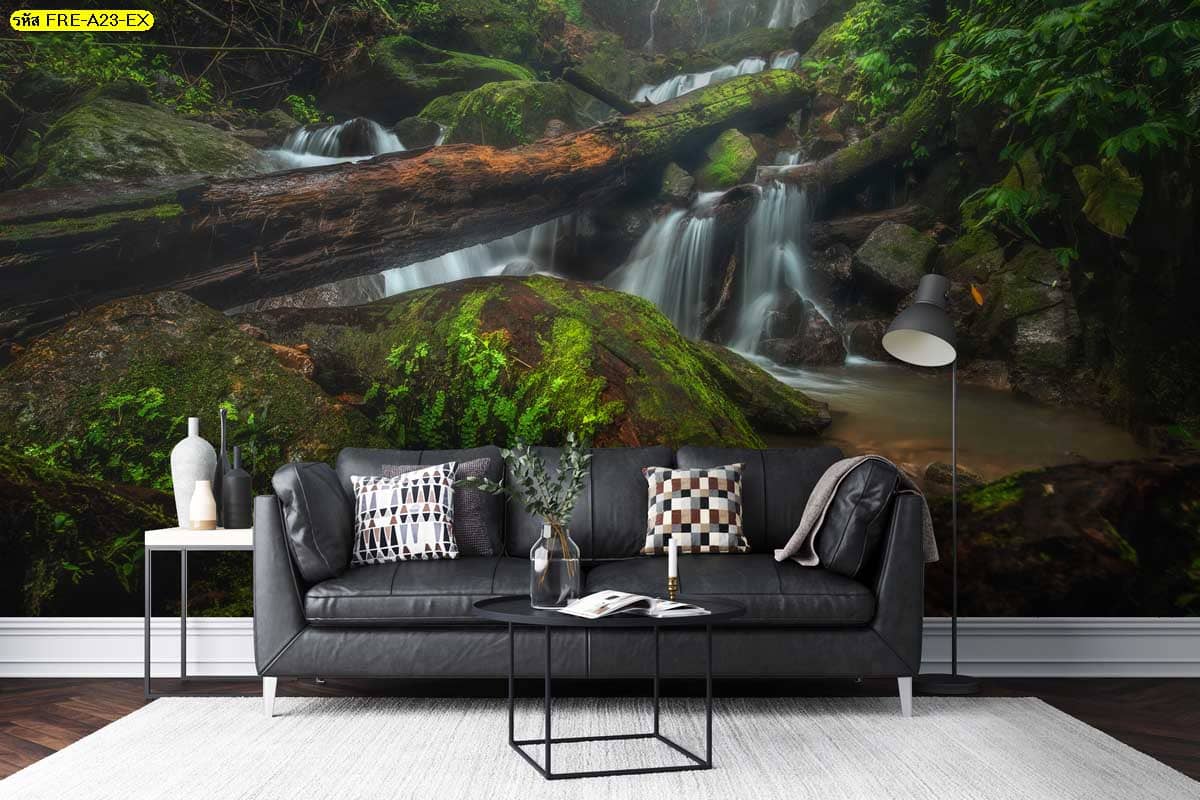 วอลเปเปอร์น้ำตกในป่าลึก เติมความชุ่มชื้นให้ผนังห้อง สร้างบรรยากาศสงบและใกล้ธรรมชาติ