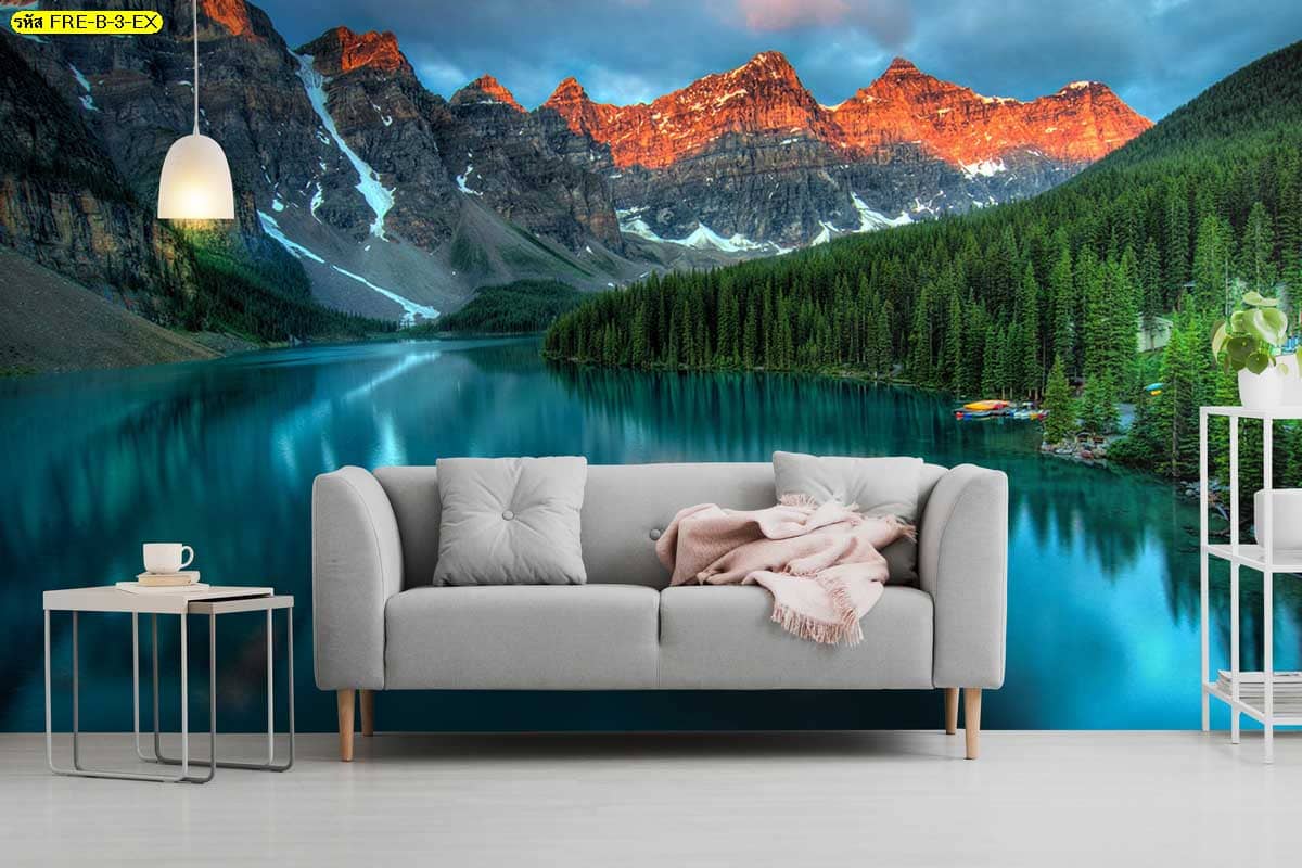 วอลเปเปอร์ภูเขาแสงเย็น เพิ่มมิติแสงเงาให้ผนัง สร้างบรรยากาศสงบและนุ่มลึกในห้อง