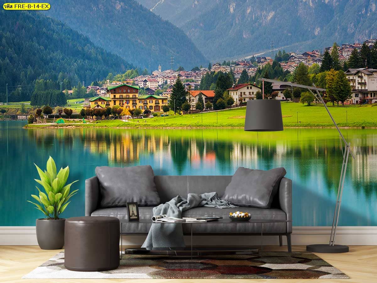 วอลเปเปอร์หมู่บ้านริมทะเลสาบ เพิ่มเรื่องราวให้ผนังห้อง ดูอบอุ่นและมีเอกลักษณ์