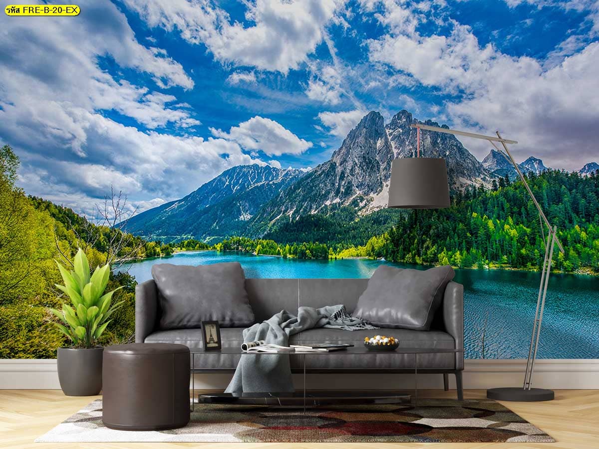 วอลเปเปอร์ภูเขาและทะเลสาบ เพิ่มความโดดเด่นให้ผนังห้อง สร้างบรรยากาศธรรมชาติ