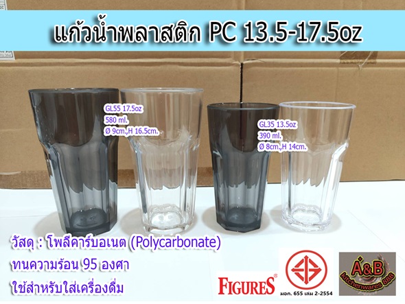 (1โหล)แก้วน้ำพลาสติก PC ตกไม่แตก GL35 GL55