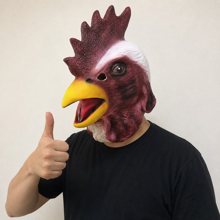 7C375.4 หน้ากากไก่ หน้ากากหัวไก่ หน้ากากยาง หน้ากากเต็มหัว Chicken Rooster Hen Head Rubber Mask Costume