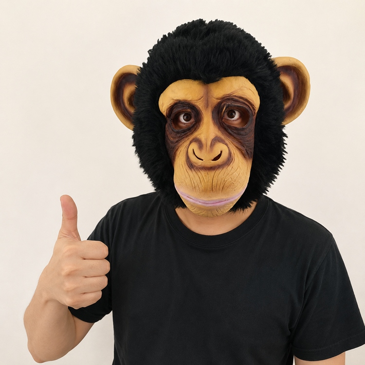 7C375.5 หน้ากากลิงชิมแปนซี หน้ากากหัวลิง หน้ากากยาง หน้ากากเต็มหัว Chimpanzee Monkey Head Rubber Mask Costume