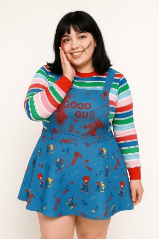 ++พร้อมส่ง++ชุดชัคกี้ผู้หญิง ชักกี้ ชุดแบบเต็มเซ็ท เอี๊ยม+เสื้อตัวใน Chucky แค้นฝังหุ่น