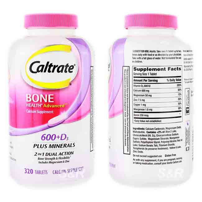 Caltrate Bone Health Advanced Calcium 600+D3 Plus Minerals 320 Tablets อาหารเสริมบำรุงกระดูกตัวช่วยดูแลกระดูกและฟันด้วยแคลเซียมคุณภาพสูง พร้อมวิตามิน D3 และแร่ธาตุสำคัญที่ช่วยเสริมการดูดซึมและการสร้างมวลกระดูก