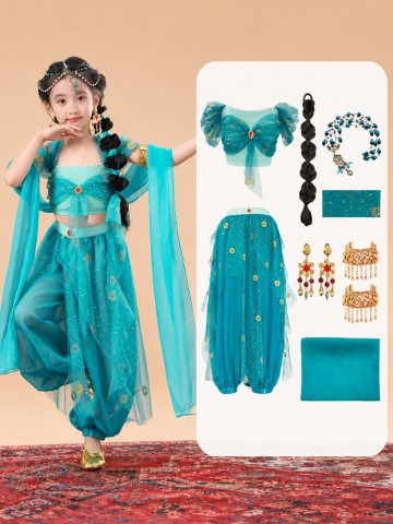 ++พร้อมส่ง++ชุดจัสมินเด็ก ชุดแฟนซีชุดจินนี่เด็ก  ชุดอินเดียเด็กสวยอลังการ ชุดสาวน้อยในตะเกียงแก้ว