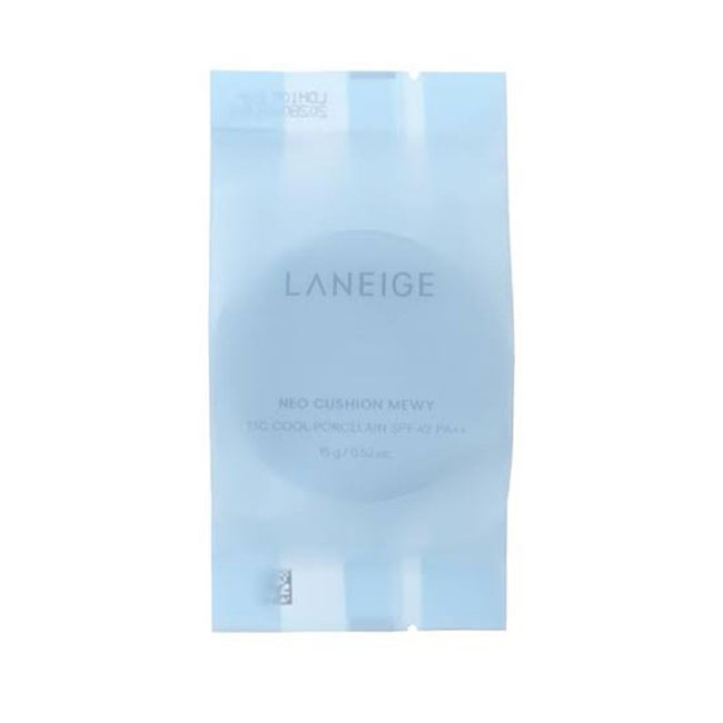 Laneige Neo Cushion Mewy SPF42 PA++ 15g รีฟิลคุชชั่นสำหรับเติมใส่ตลับจริง ฟินิชแบบกึ่งแมตต์ ล็อกความชุ่มชื้นยาวนาน ผิวคุชชั่นที่ให้มากกว่าเมคอัพ ช่วยดูแลผิวไปพร้อมกันยิ่งใช้ ยิ่งผิวดี ผิวสวยเปล่งประกายในทุกวัน อุดมด้วยส่วนผสมบำรุงผิวถึง 89% 