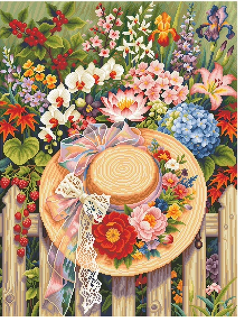 Hat with flower (พิมพ์ลาย)
