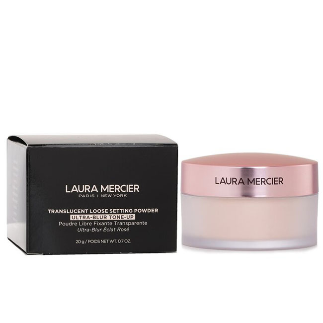 Laura Mercier Translucent Loose Setting Powder Ultra-Blur Tone-Up Rose 20 g. แป้งฝุ่นเซรั่มที่ผสมไฮยาลูรอน รุ่นเบลอผิวสีใหม่ ปรับสีผิวให้สว่างใสอมชมพูขึ้นอีกระดับ ด้วยเฉดสีชมพูพีช เพิ่มความสดใสให้ผิวอมชมพู ที่ช่วยลดเลือนความหมองคล้ำ และทำให้ผิวดู rosy และ