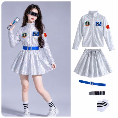 ++พร้อมส่ง+ชุดอวกาศ ชุดนาซ่า สีเงินเมทัลลิค สวยมาก