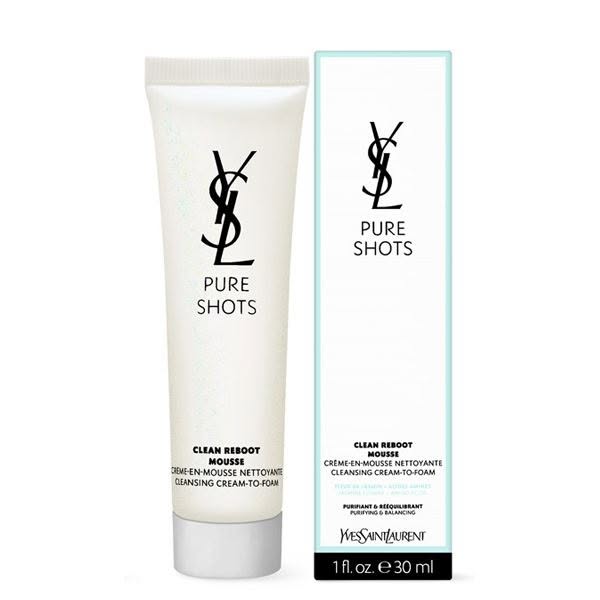 YSL Yves Saint Laurent Pure Shots Clean Reboot Mousse Cleansing Cream to Foam 125 ml. คลีนเซอร์เนื้อครีมเปลี่ยนเป็นโฟมสุดล้ำจาก YSL เทคโนโลยีทำความสะอาดผิวที่อ่อนโยน ไม่ทำให้ผิวแห้ง ด้วยพลังบริสุทธิ์จากสารทำความสะอาด Amino Acid และ Jasmine Flower Extract 