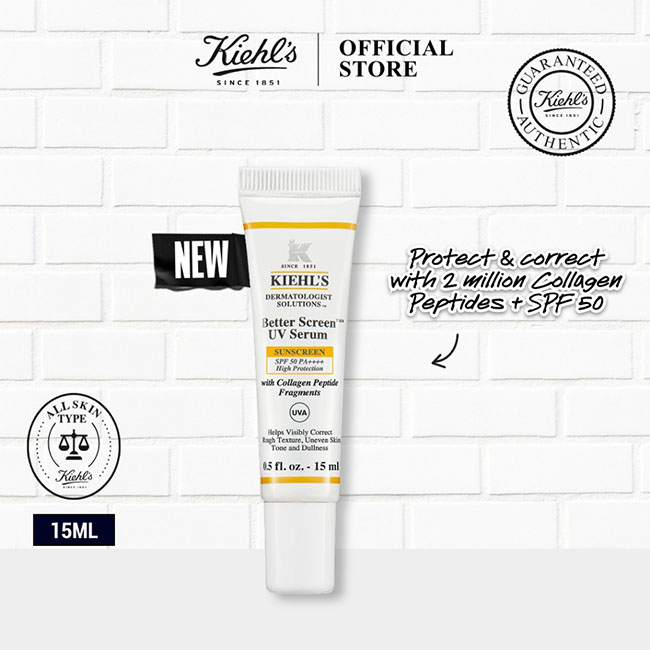 Kiehl's Better Screen UV Serum SPF50 PA++++ ขนาดทดลอง 15 ml. เซรั่มกันแดดสูตร 2-in-1 ด้วย UV Filters ที่ช่วยปกป้องผิวจากรังสี UVA และ UVB พร้อม Collagen Peptide พร้อมฟื้นบำรุงริ้วรอยก่อนวัย เนื้อสัมผัสโปร่งแสง เผยผิวกระจ่างใส สีผิวดูสม่ำเสมอ เรียบเนี
