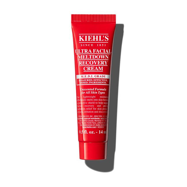 Kiehl's Ultra Facial Meltdown Recovery Cream ขนาดทดลอง 14 ml. ครีมกู้ผิวอ่อนแอ สูตรใหม่เหมาะสำหรับ ผิวอ่อนแอ แพ้ง่าย หรือช่วงที่ผิวระคายเคือง ช่วยปลอบประโลมผิวให้รู้สึกสบายขึ้นฟื้นผิวแข็งแรง ปลอบประโลมผิวใน 5 วินาทีเป็นมอยเจอร์ไรเซอร์สูตรเข้มข้น คิดค