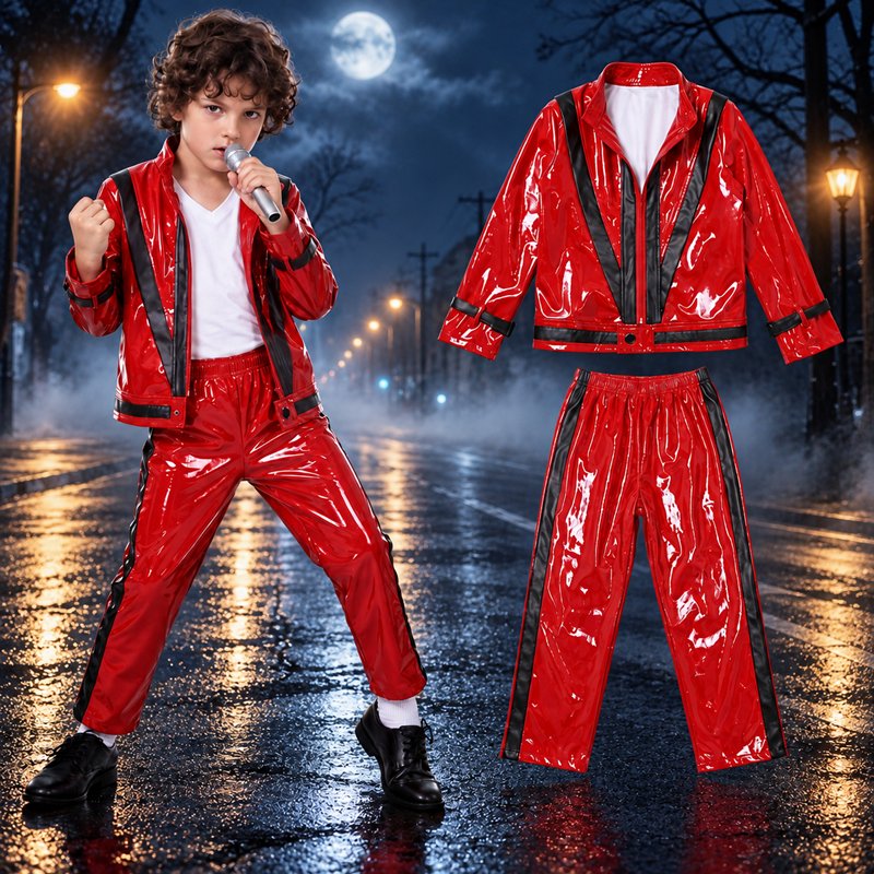 7C68 ชุดเด็ก ชุดไมเคิล แจ็กสัน ชุดนักร้อง สไตล์ซอมบี้ Thriller Singer Michael Jackson Costume