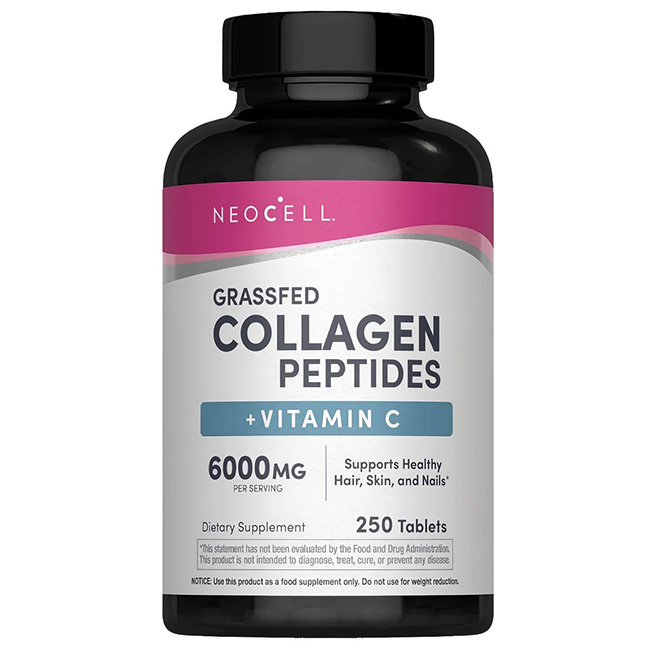 NeoCell Grassfed Collagen Peptides + C 250 Tablets ผลิตภัณฑ์เสริมอาหารคอลลาเจนเปปไทด์จากวัวที่เลี้ยงด้วยหญ้า (Grass-fed) ผสมวิตามินซี ช่วยบำรุงผิว ผม เล็บ และข้อต่อ