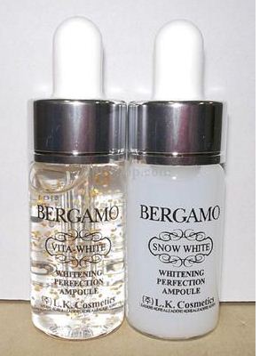 Bergamo Snow White&ampampVita-white Whitening Perfection Ampoule Set  ซึ่งช่วยยับบั้งต้นเหตุของการเกิดฝ้า