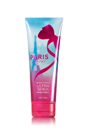 Bath & Body Works Secret Paris Amour 24 Hour Moisture Ultra Shea Body Cream 226g. ครีมบำรุงผิวสุดเข้มข้น มีกลิ่นหอมเหมือนน้ำหอมเคาน์เตอร์แบรนด์หรู มีกลิ่นของดอกทิวลิปผสมกับกลิ่นแชมเปญนุ่มๆ เย้ายวนกลิ่นไอเมืองแฟชั่นให้ความรู้สึกหรูหรามีระดั