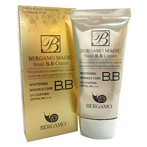 Bergamo Magic Snail B.B. Cream 50ml.บีบีครีมหอยทากแบรนด์เบอร์กาโม่ มีส่วนผสมของเมือกหอยทากและแร่ธรรมชาติ ปรับผิวหน้าให้เรียบเนียน กระจ่างใส