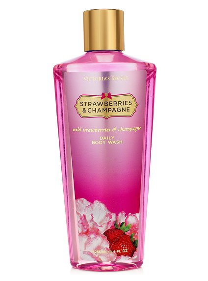 Victoria's Secret Strawberries & Champagne Daily Body Wash 250 ml. *รุ่น Fantasies กลิ่นหอมน่ารัก เหมาะกับสาวซนๆที่แอบเปรี้ยวค่ะ เพราะจะเป็นกลิ่นสตอเบอรี่เปรี้ยวจี๊ด ผสมกับกลิ่นChampagneหอมๆ 