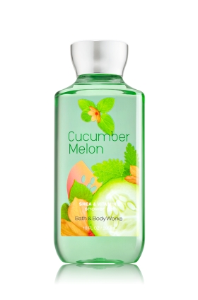 Bath & Body Works Cucumber Melon Shea & Vitamin E Shower Gel 295ml. เจลอาบน้ำ กลิ่นนี้จะหอมออกแตงกว่าผสมเมลอนค่ะ เป็นกลิ่นแนวสดชื่น หอมอ่อนๆ ใช้ได้ทั้งชายและหญิง