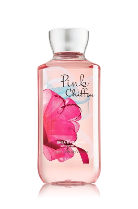 Bath & Body Works Pink Chiffon Shea & Vitamin E Shower Gel 295ml. เจลอาบน้ำ กลิ่นหอมใหม่ที่หอมมากๆ กลิ่นของผลแพร ผสมกับกลิ่นของกล้วยไม้ กลิ่นวนิลานุ่มๆ และกลิ่น Chiffon Musk ผสมผสานกลิ่นได้หอมหวานลงตัวสุดๆคะ