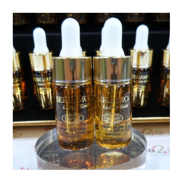Bergamo Luxury Gold Collagen & Caviar 13 ml.x2 เบอร์กาโม่สูตรทองคำแท้บริสุทธิ์ + คอลลาเจน 