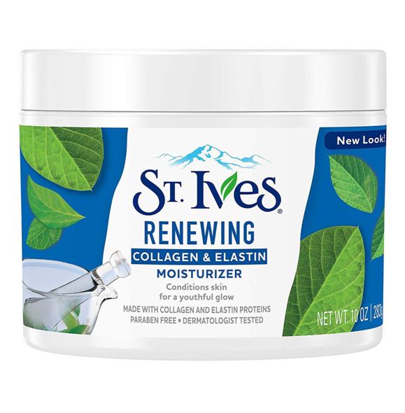 ST.Ives Renewing Collagen & Elastin Moisturizer 283 g. ครีมคอลลาเจนบำรุงผิวกระจ่างใสมอยเจอร์ไรเซอร์เข้มข้นด้วยคอลลาเจน และอิลาสติน เพื่อการต่อต้านริ้วรอยแห่งกาลเวลาอย่างแท้จริง ทำให้ผิวยืดหยุ่น ดูสุขภาพดี และ ดูอ่อนเยาว์ช่วยเติมคอลลาเจนให้