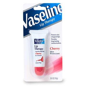 VASELINE U.S.A. Lip Therapy Cherry 10g. (ขนาดปกติ) ลิปบำรุงรักษาริมฝีปาก กลิ่นเชอร์รรี่ปรนนิบัติผิวริมฝีปาก ด้วยปิโตรเลียมเจลลี่ เพิ่มความชุ่มชื่น คงสภาพผิวที่สมบูรณ์แบบให้ริมฝีปากคุณ ตลอดยาวนานทั้งวัน กลิ่นเชอรรี่ (ไม่มีสี) เหมาะสำหรับผู้ที่ต