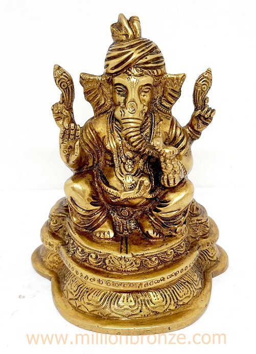 PI045 พระพิฆเนศวร เนื้อทองเหลือง Brass Ganesh 