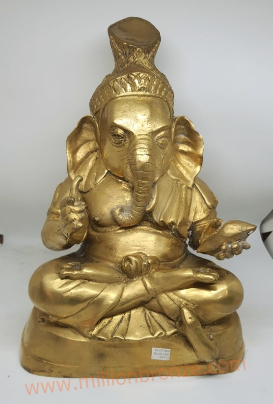 PT009 พระพิฆเนศวรฤาษี สีเขียวเก่า เนื้อทองเหลือง Brass Ganesh  (Old green)